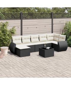 vidaXL 8-częściowy zestaw wypoczynkowy do ogrodu, z poduszkami, czarny Dārza mēbeļu komplekti