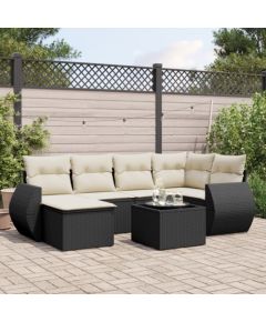 vidaXL 7-częściowy zestaw wypoczynkowy do ogrodu, z poduszkami, czarny Dārza mēbeļu komplekti