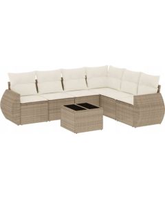 vidaXL 7-częściowy zestaw wypoczynkowy do ogrodu, z poduszkami, beżowy Dārza mēbeļu komplekti