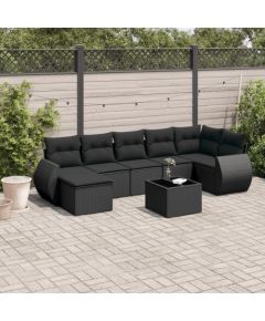 vidaXL 8-częściowy zestaw wypoczynkowy do ogrodu, z poduszkami, czarny Dārza mēbeļu komplekti