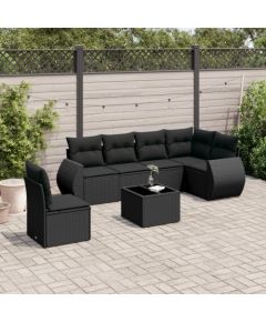 vidaXL 7-częściowy zestaw wypoczynkowy do ogrodu, z poduszkami, czarny Dārza mēbeļu komplekti