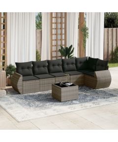 vidaXL 7-częściowy zestaw wypoczynkowy do ogrodu, z poduszkami, szary Dārza mēbeļu komplekti