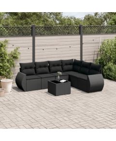 vidaXL 7-częściowy zestaw wypoczynkowy do ogrodu, z poduszkami, czarny Dārza mēbeļu komplekti