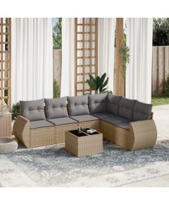 vidaXL 7-częściowy zestaw wypoczynkowy do ogrodu, z poduszkami, beżowy Dārza mēbeļu komplekti