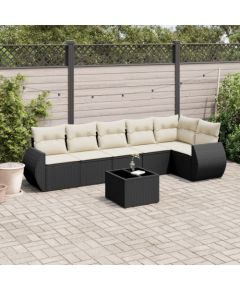 vidaXL 7-częściowy zestaw wypoczynkowy do ogrodu, z poduszkami, czarny Dārza mēbeļu komplekti