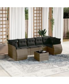 vidaXL 8-częściowy zestaw mebli ogrodowych z poduszkami, szary, polirattan Dārza mēbeļu komplekti