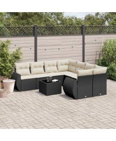 vidaXL 9-częściowy zestaw wypoczynkowy do ogrodu, z poduszkami, czarny Dārza mēbeļu komplekti