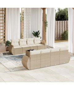 vidaXL 9-częściowy zestaw mebli ogrodowych z poduszkami, beżowy, polirattan Dārza mēbeļu komplekti