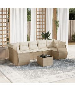 vidaXL 8-częściowy zestaw mebli ogrodowych z poduszkami, beżowy, polirattan Dārza mēbeļu komplekti