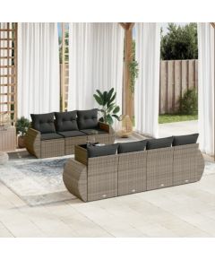 vidaXL 8-częściowy zestaw mebli ogrodowych z poduszkami, szary, polirattan Dārza mēbeļu komplekti