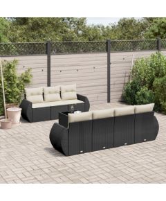 vidaXL 8-częściowy zestaw wypoczynkowy do ogrodu, z poduszkami, czarny Dārza mēbeļu komplekti