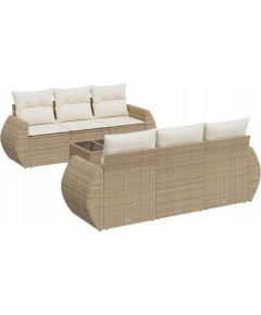 vidaXL 7-częściowy zestaw wypoczynkowy do ogrodu, z poduszkami, beżowy Dārza mēbeļu komplekti