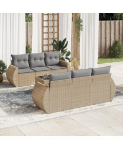 vidaXL 7-częściowy zestaw wypoczynkowy do ogrodu, z poduszkami, beżowy Dārza mēbeļu komplekti