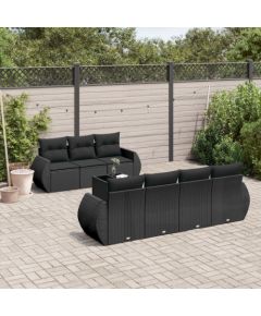 vidaXL 8-częściowy zestaw wypoczynkowy do ogrodu, z poduszkami, czarny Dārza mēbeļu komplekti