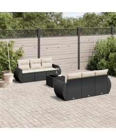 vidaXL 7-częsciowy zestaw wypoczynkowy do ogrodu, z poduszkami, czarny Dārza mēbeļu komplekti