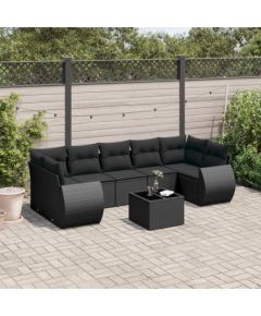 vidaXL 8-częściowy zestaw wypoczynkowy do ogrodu, z poduszkami, czarny Dārza mēbeļu komplekti