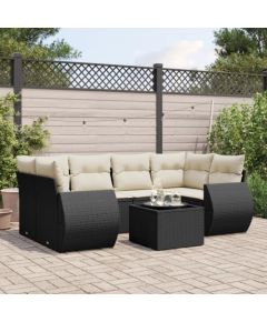 vidaXL 7-częściowy zestaw wypoczynkowy do ogrodu, z poduszkami, czarny Dārza mēbeļu komplekti