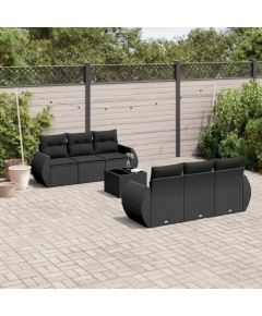 vidaXL 7-częściowy zestaw wypoczynkowy do ogrodu, z poduszkami, czarny Dārza mēbeļu komplekti