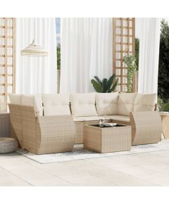 vidaXL 7-częściowy zestaw wypoczynkowy do ogrodu, z poduszkami, beżowy Dārza mēbeļu komplekti