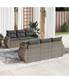 vidaXL 7-częsciowy zestaw wypoczynkowy do ogrodu, z poduszkami, szary Dārza mēbeļu komplekti