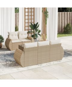 vidaXL 6-częściowy zestaw mebli ogrodowych z poduszkami, beżowy, polirattan Dārza mēbeļu komplekti