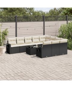 vidaXL 11-częściowy zestaw wypoczynkowy do ogrodu, poduszki czarny rattan PE Dārza mēbeļu komplekti