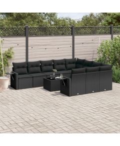 vidaXL 11-częściowy zestaw wypoczynkowy do ogrodu, poduszki czarny rattan PE Dārza mēbeļu komplekti