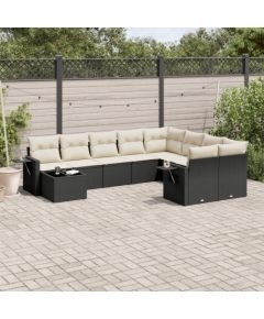 vidaXL 10-częściowy zestaw wypoczynkowy do ogrodu, poduszki czarny rattan PE Dārza mēbeļu komplekti