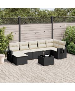 vidaXL 8-częsciowy zestaw wypoczynkowy do ogrodu, z poduszkami, czarny Dārza mēbeļu komplekti