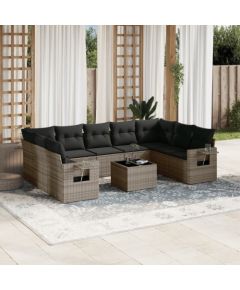 vidaXL 10-częściowy zestaw wypoczynkowy do ogrodu, z poduszkami, szary Dārza mēbeļu komplekti