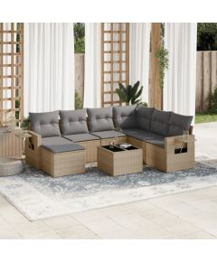 vidaXL 8-częsciowy zestaw mebli ogrodowych z poduszkami, beżowy, polirattan Dārza mēbeļu komplekti