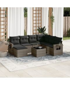 vidaXL 8-częsciowy zestaw mebli ogrodowych z poduszkami, szary, polirattan Dārza mēbeļu komplekti