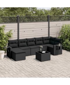 vidaXL 8-częsciowy zestaw wypoczynkowy do ogrodu, z poduszkami, czarny Dārza mēbeļu komplekti