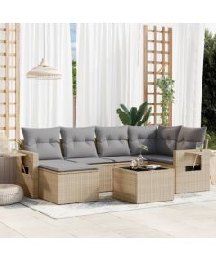 vidaXL 7-częściowy zestaw wypoczynkowy do ogrodu, z poduszkami, beżowy Dārza mēbeļu komplekti