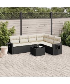 vidaXL 7-częściowy zestaw wypoczynkowy do ogrodu, z poduszkami, czarny Dārza mēbeļu komplekti