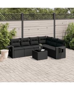 vidaXL 7-częściowy zestaw wypoczynkowy do ogrodu, z poduszkami, czarny Dārza mēbeļu komplekti