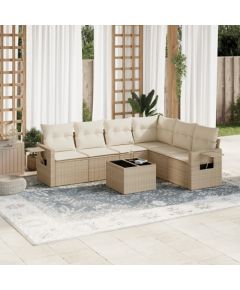 vidaXL 7-częściowy zestaw wypoczynkowy do ogrodu, z poduszkami, beżowy Dārza mēbeļu komplekti