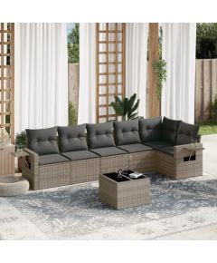 vidaXL 7-częściowy zestaw wypoczynkowy do ogrodu, z poduszkami, szary Dārza mēbeļu komplekti