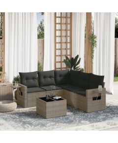 vidaXL 6-częściowy zestaw mebli ogrodowych z poduszkami, szary, polirattan Dārza mēbeļu komplekti