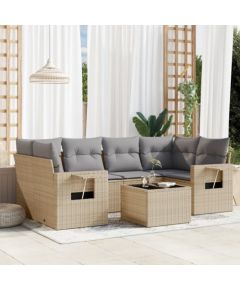 vidaXL 7-częściowy zestaw wypoczynkowy do ogrodu, z poduszkami, beżowy Dārza mēbeļu komplekti