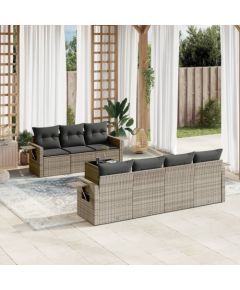 vidaXL 8-częściowy zestaw mebli ogrodowych z poduszkami, szary, polirattan Dārza mēbeļu komplekti