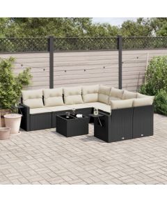 vidaXL 9-częściowy zestaw wypoczynkowy do ogrodu, z poduszkami, czarny Dārza mēbeļu komplekti