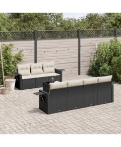 vidaXL 8-częściowy zestaw wypoczynkowy do ogrodu, z poduszkami, czarny Dārza mēbeļu komplekti