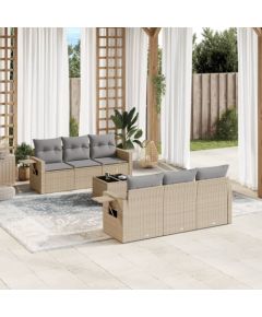 vidaXL 7-częściowy zestaw wypoczynkowy do ogrodu, z poduszkami, beżowy Dārza mēbeļu komplekti