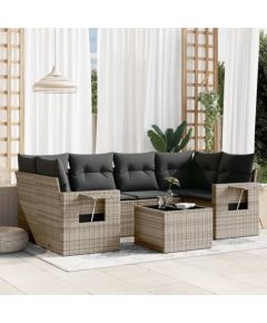 vidaXL 7-częściowy zestaw wypoczynkowy do ogrodu, z poduszkami, szary Dārza mēbeļu komplekti