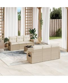 vidaXL 7-częściowy zestaw wypoczynkowy do ogrodu, z poduszkami, beżowy Dārza mēbeļu komplekti