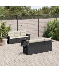 vidaXL 7-częściowy zestaw wypoczynkowy do ogrodu, z poduszkami, czarny Dārza mēbeļu komplekti