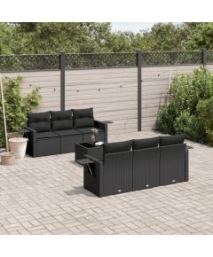 vidaXL 7-częściowy zestaw wypoczynkowy do ogrodu, z poduszkami, czarny Dārza mēbeļu komplekti