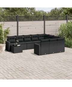 vidaXL 11-częściowy zestaw wypoczynkowy do ogrodu, poduszki czarny rattan PE Dārza mēbeļu komplekti