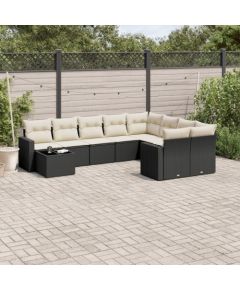 vidaXL 10-częściowy zestaw wypoczynkowy do ogrodu, poduszki czarny rattan PE Dārza mēbeļu komplekti